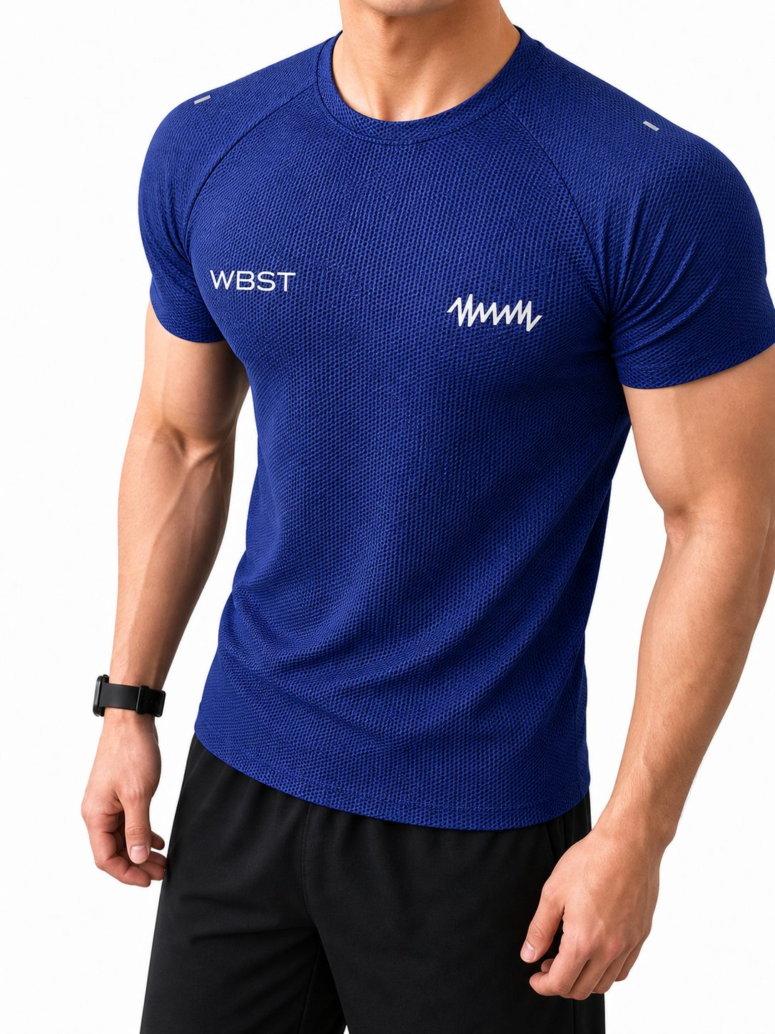 Olive men's muscle fit training shirt with breathable textured fabric
